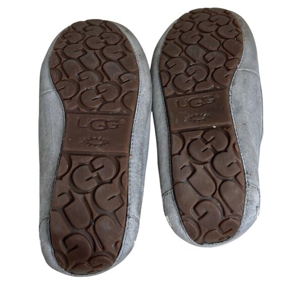 Ugg Womens Dakota Gray Suede Moccasin Slippers Size 10 Shearling Lined Cozy Indo - Picture 6 of 6